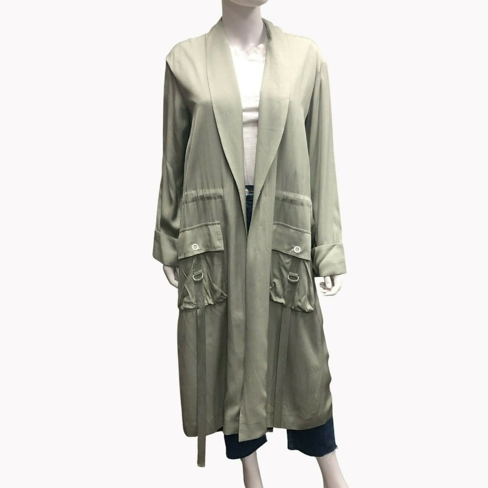 Jonathan Simkhai Long Spring Green Maxi Trench Jacket Size XS New